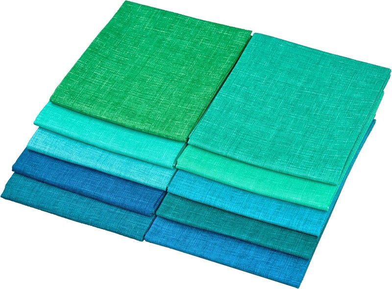 craftido - 11 Options Solids with Tweed Tonals-Assorted Color Cotton Quilting Fabric Bundles 10pcs Fat Quarters 18"x21"-Medium Weight 5.2oz-for Quilting, Sewing and Crafts-Midnight Oasis(Greens+Blues) - Image 3